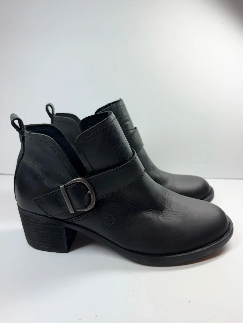 Born Royce Black Leather Buckle Ankle Boots Women’s Size 9M